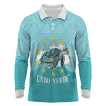 Sao Vincente Cabo Verde Long Sleeve Polo Shirt Map With Sea Turtle African Pattern
