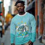 Sao Vincente Cabo Verde Long Sleeve Shirt Map With Sea Turtle African Pattern