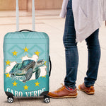 Sao Vincente Cabo Verde Luggage Cover Map With Sea Turtle African Pattern