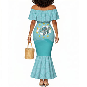 Sao Vincente Cabo Verde Mermaid Dress Map With Sea Turtle African Pattern