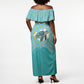 Sao Vincente Cabo Verde Off Shoulder Maxi Dress Map With Sea Turtle African Pattern