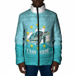 Sao Vincente Cabo Verde Padded Jacket Map With Sea Turtle African Pattern