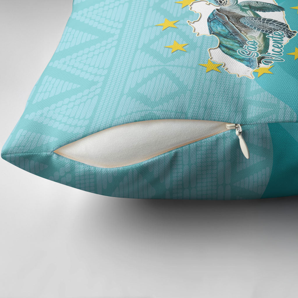Sao Vincente Cabo Verde Pillow Cover Map With Sea Turtle African Pattern