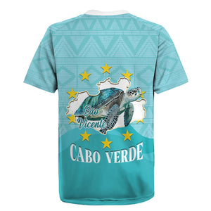 Sao Vincente Cabo Verde Rugby Jersey Map With Sea Turtle African Pattern