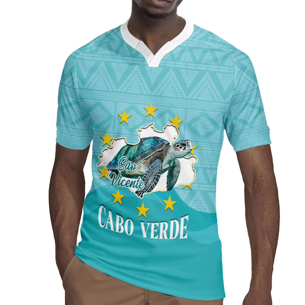 Sao Vincente Cabo Verde Rugby Jersey Map With Sea Turtle African Pattern