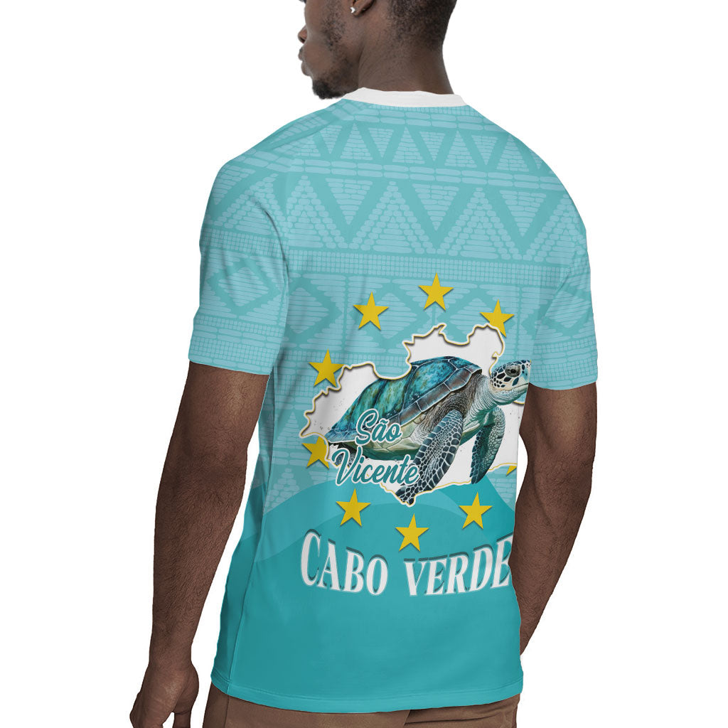 Sao Vincente Cabo Verde Rugby Jersey Map With Sea Turtle African Pattern