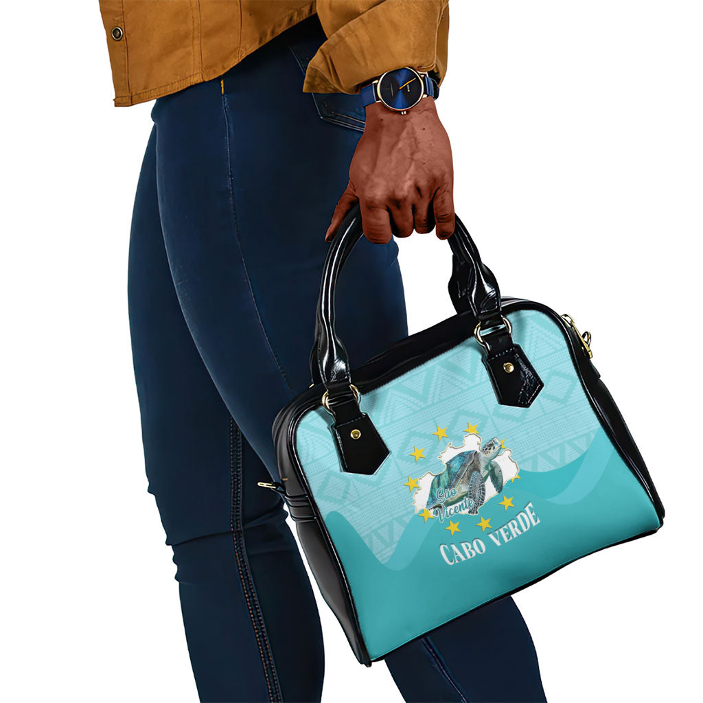 Sao Vincente Cabo Verde Shoulder Handbag Map With Sea Turtle African Pattern