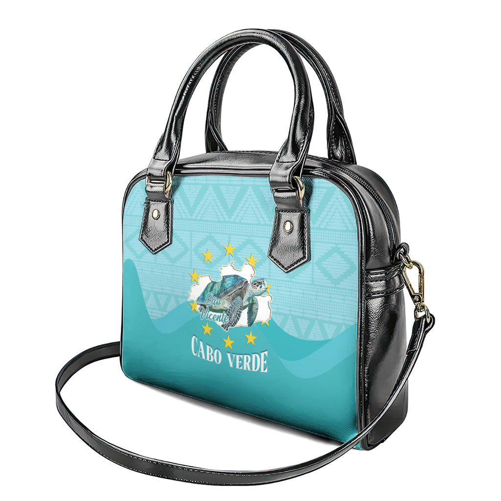 Sao Vincente Cabo Verde Shoulder Handbag Map With Sea Turtle African Pattern