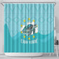 Sao Vincente Cabo Verde Shower Curtain Map With Sea Turtle African Pattern