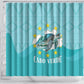 Sao Vincente Cabo Verde Shower Curtain Map With Sea Turtle African Pattern