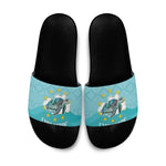 Sao Vincente Cabo Verde Slide Sandals Map With Sea Turtle African Pattern
