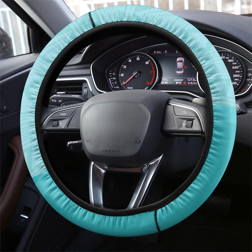 Sao Vincente Cabo Verde Steering Wheel Cover Map With Sea Turtle African Pattern