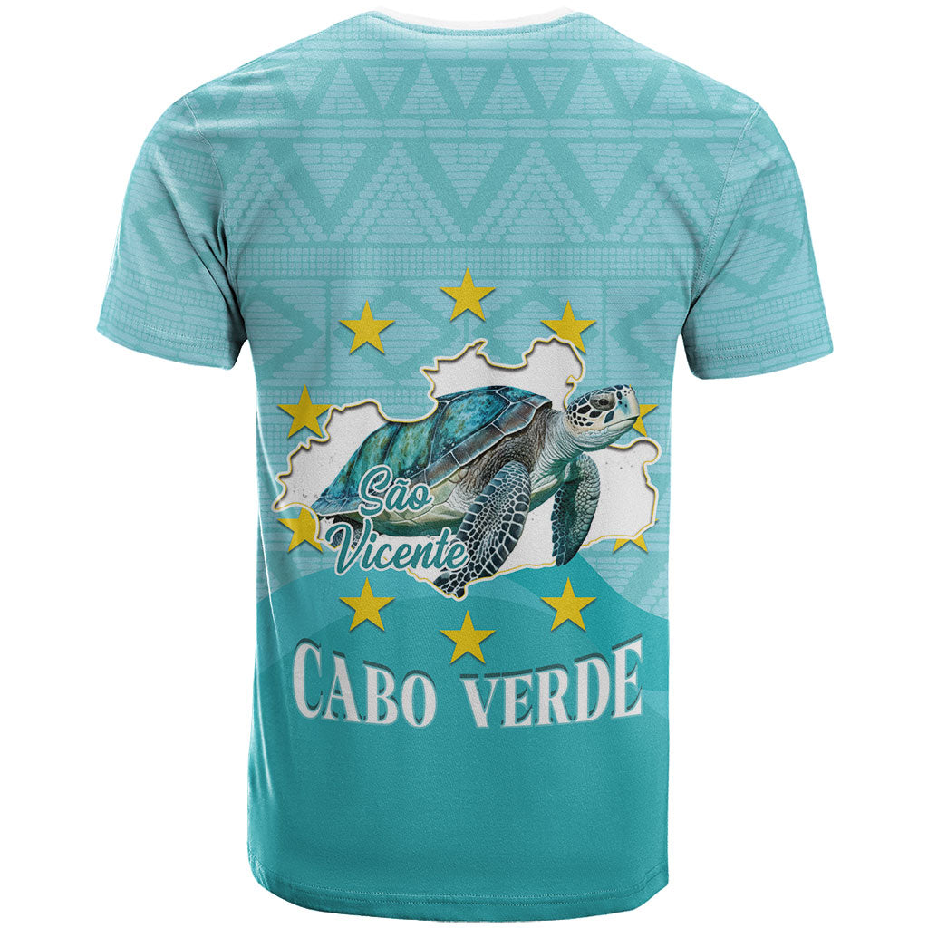 Sao Vincente Cabo Verde T shirt Map With Sea Turtle African Pattern