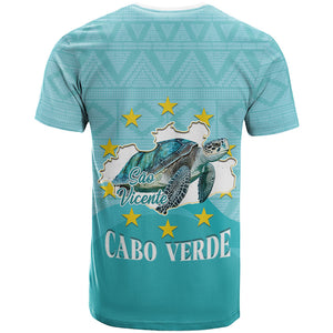 Sao Vincente Cabo Verde T shirt Map With Sea Turtle African Pattern