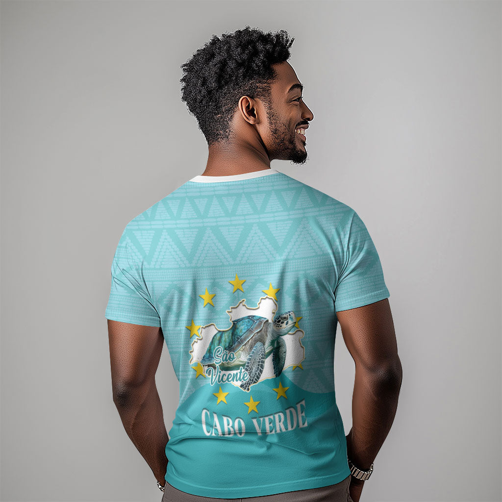 Sao Vincente Cabo Verde T shirt Map With Sea Turtle African Pattern