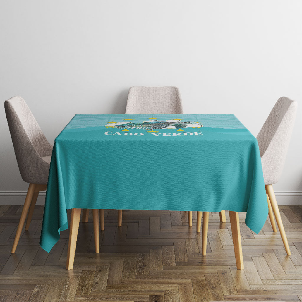Sao Vincente Cabo Verde Tablecloth Map With Sea Turtle African Pattern