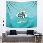 Sao Vincente Cabo Verde Tapestry Map With Sea Turtle African Pattern