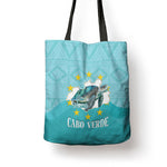 Sao Vincente Cabo Verde Tote Bag Map With Sea Turtle African Pattern