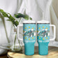 Sao Vincente Cabo Verde Tumbler With Handle Map With Sea Turtle African Pattern