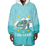 Sao Vincente Cabo Verde Wearable Blanket Hoodie Map With Sea Turtle African Pattern