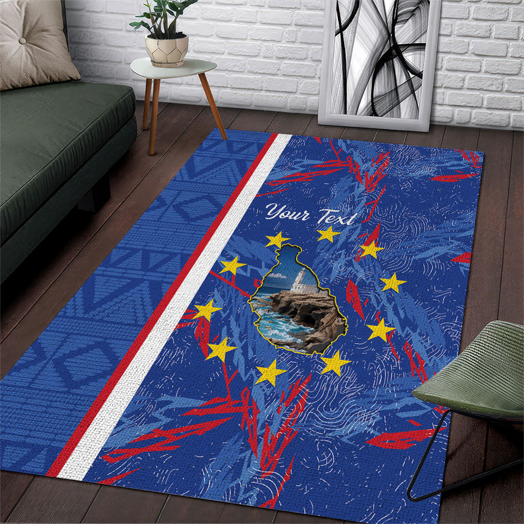 Personalized Santiago Cabo Verde Area Rug Map With Farol de Dona Maria Pia