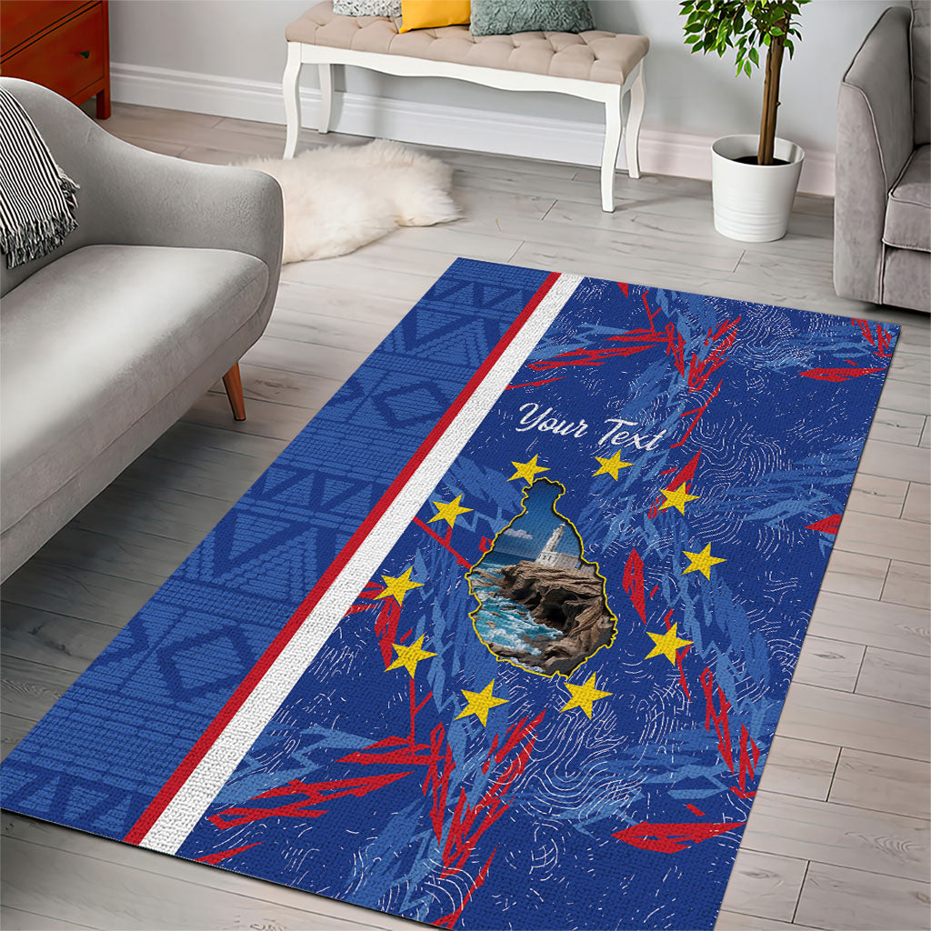 Personalized Santiago Cabo Verde Area Rug Map With Farol de Dona Maria Pia