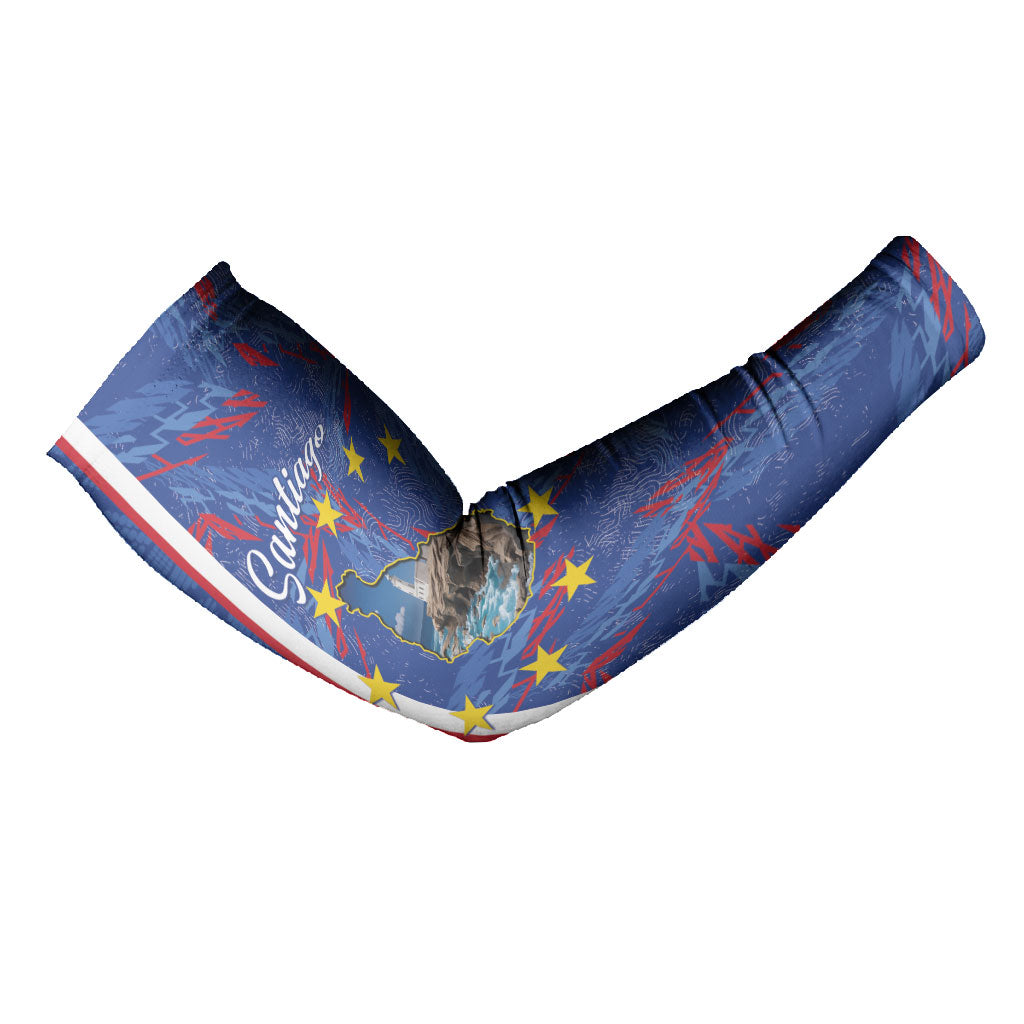 Personalized Santiago Cabo Verde Arm Sleeves Map With Farol de Dona Maria Pia