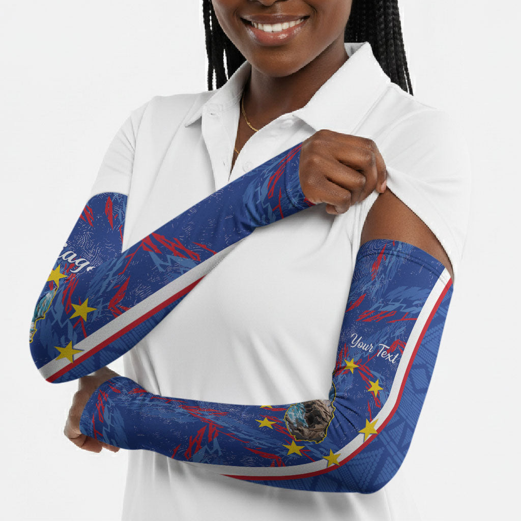 Personalized Santiago Cabo Verde Arm Sleeves Map With Farol de Dona Maria Pia