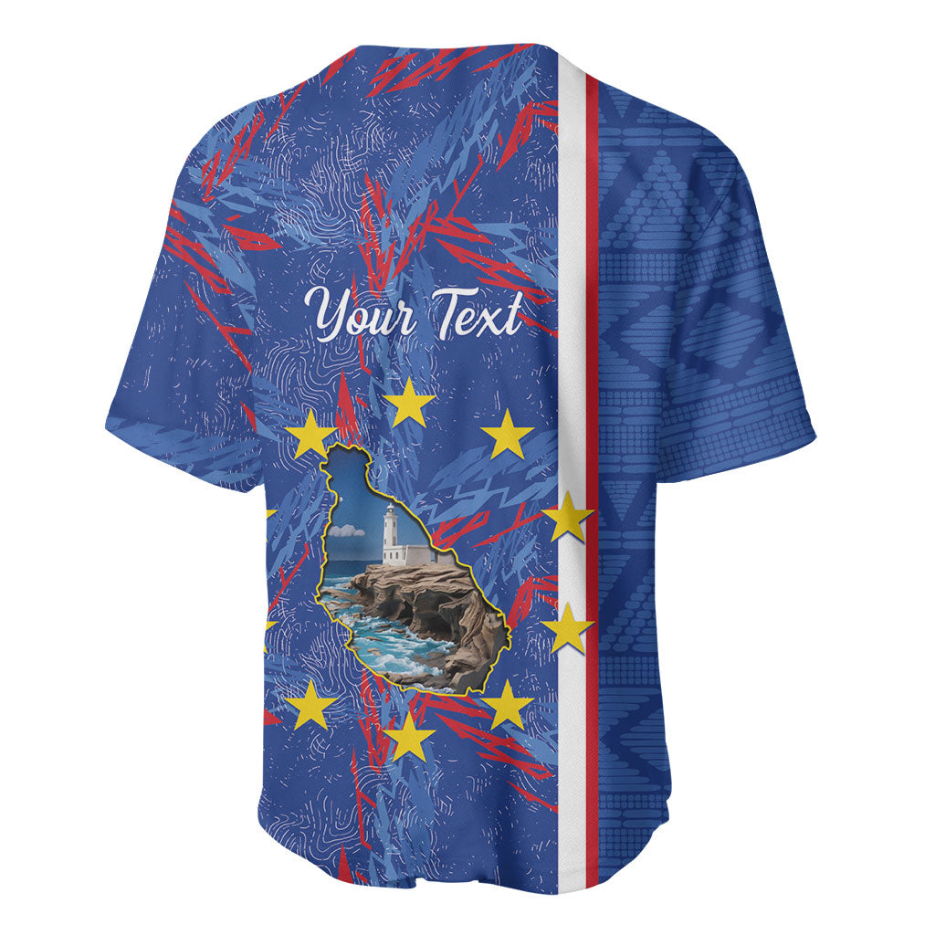 Personalized Santiago Cabo Verde Baseball Jersey Map With Farol de Dona Maria Pia