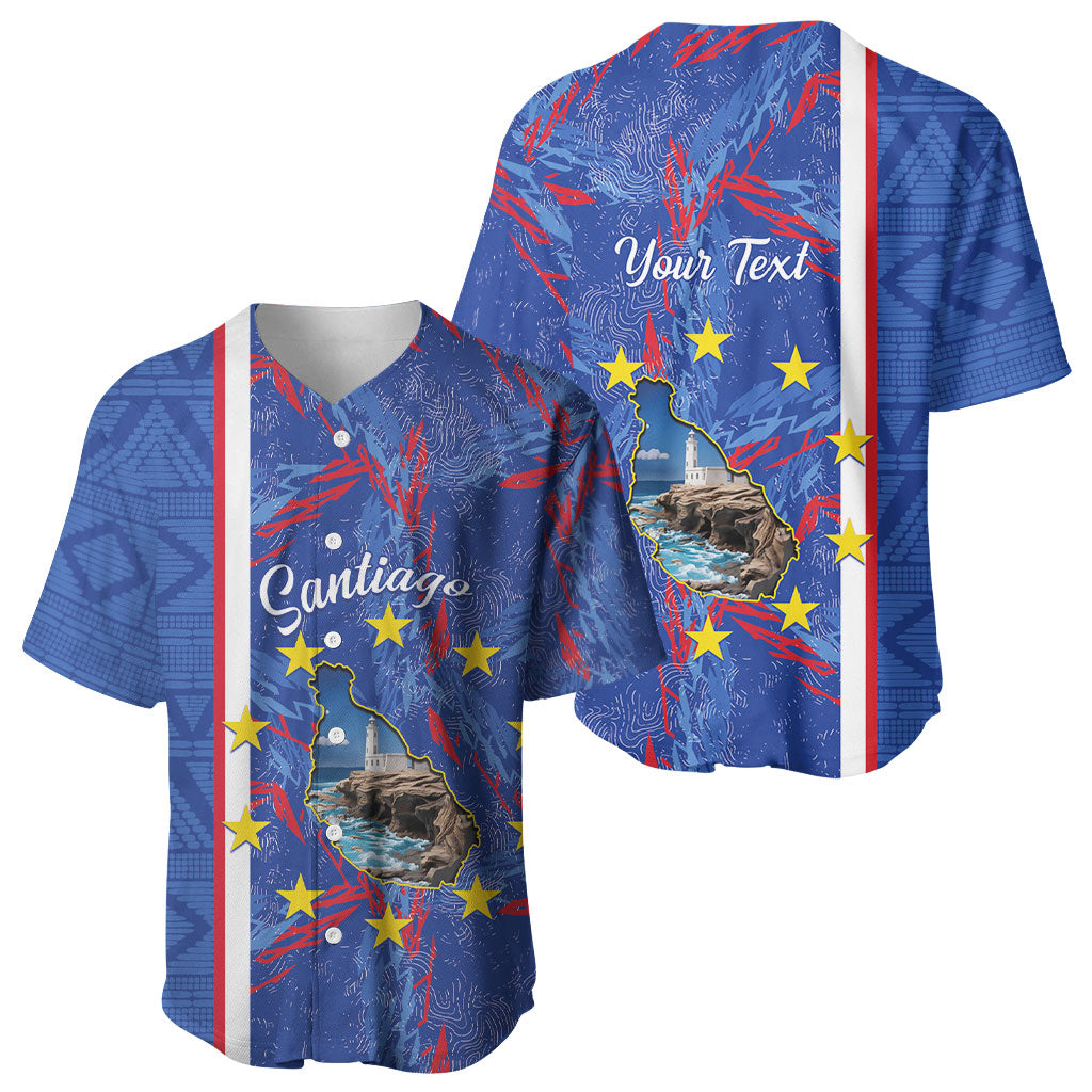 Personalized Santiago Cabo Verde Baseball Jersey Map With Farol de Dona Maria Pia