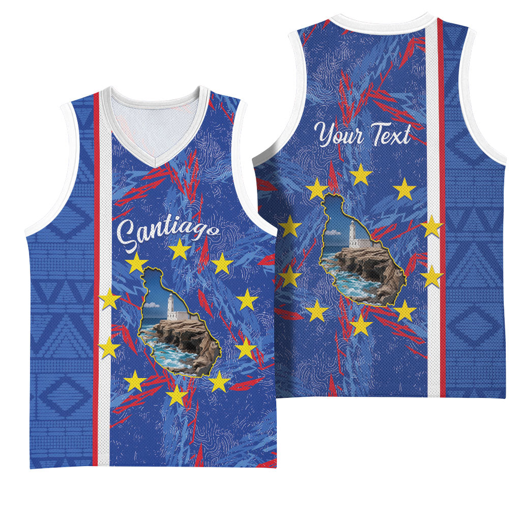 Personalized Santiago Cabo Verde Basketball Jersey Map With Farol de Dona Maria Pia