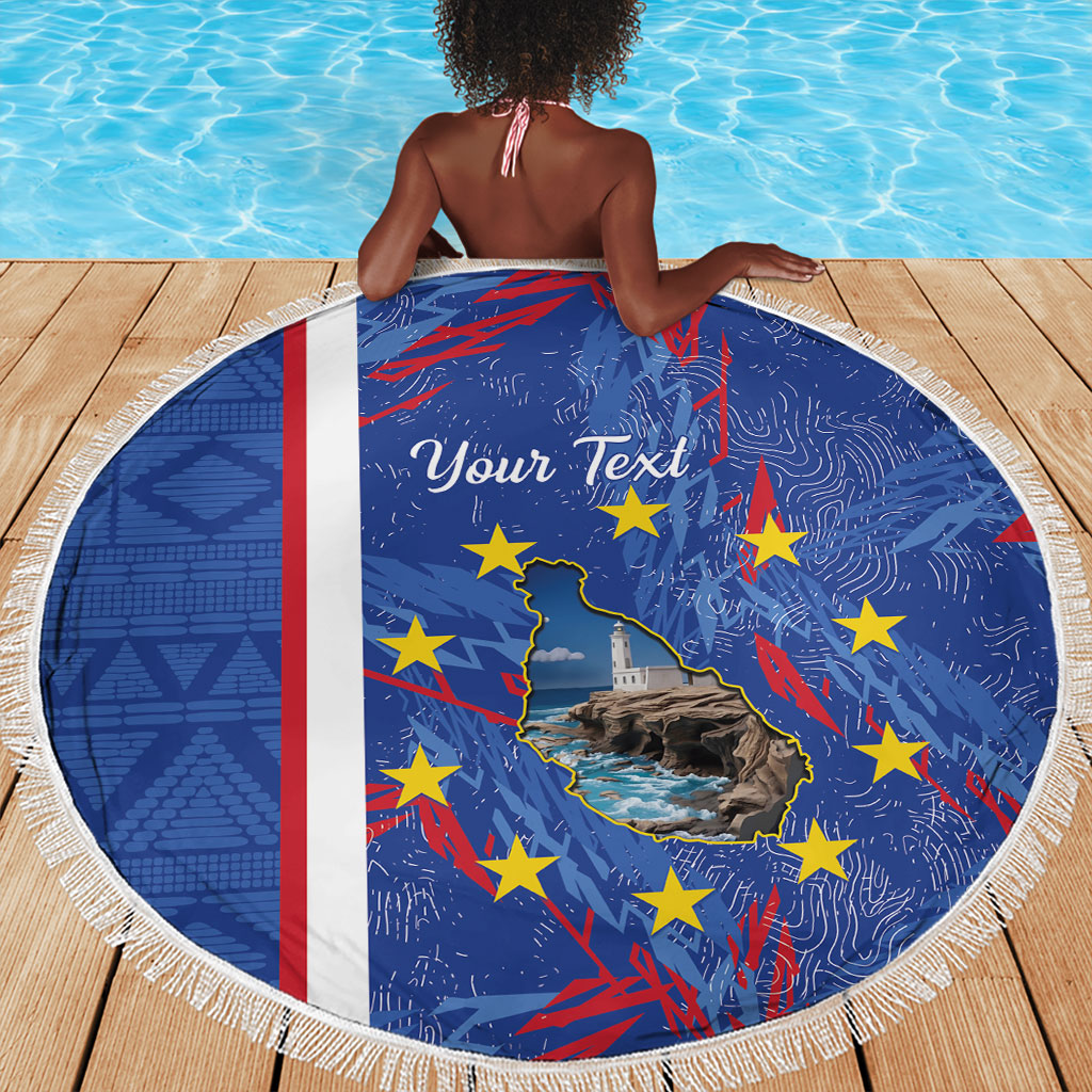 Personalized Santiago Cabo Verde Beach Blanket Map With Farol de Dona Maria Pia