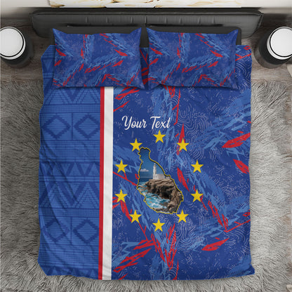 Personalized Santiago Cabo Verde Bedding Set Map With Farol de Dona Maria Pia