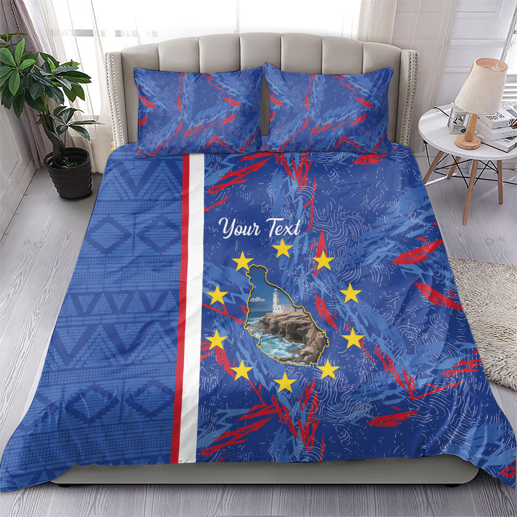 Personalized Santiago Cabo Verde Bedding Set Map With Farol de Dona Maria Pia