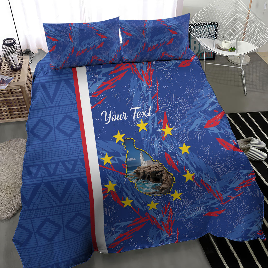 Personalized Santiago Cabo Verde Bedding Set Map With Farol de Dona Maria Pia