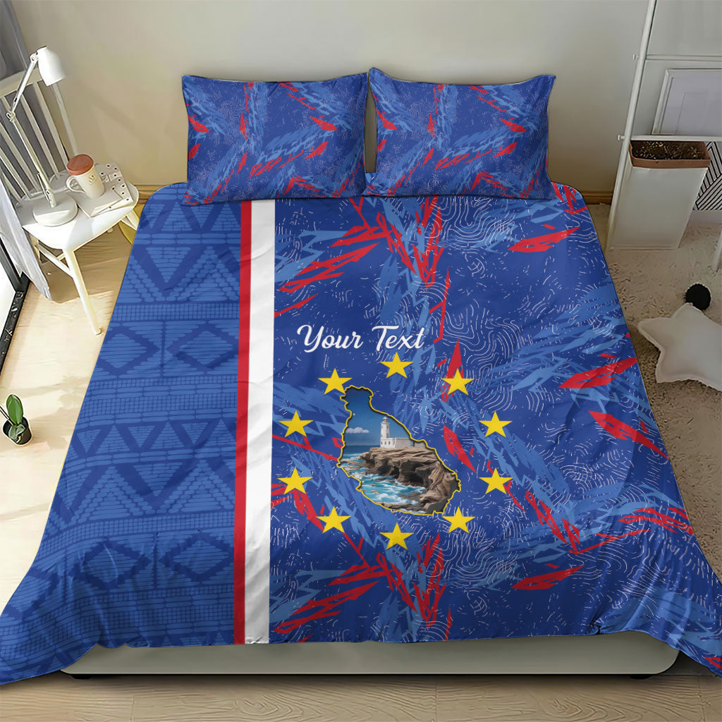 Personalized Santiago Cabo Verde Bedding Set Map With Farol de Dona Maria Pia