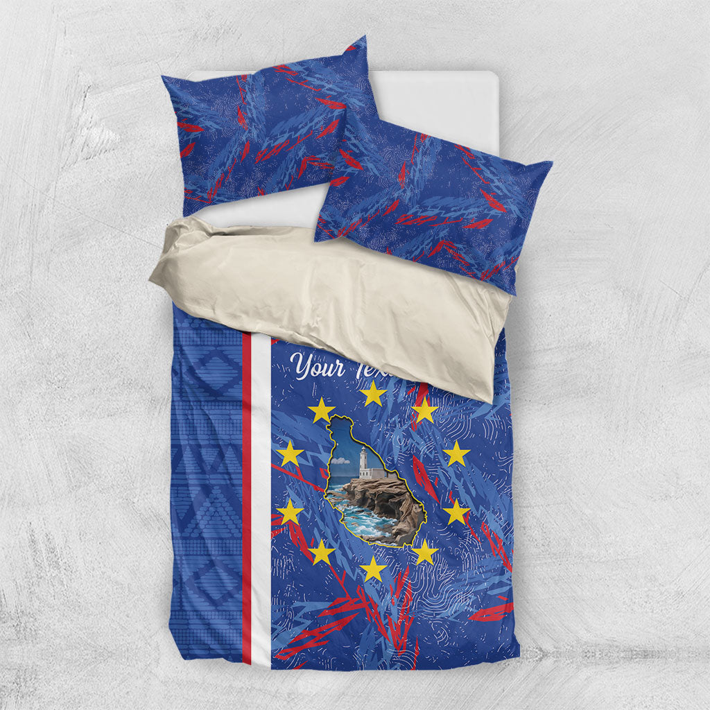 Personalized Santiago Cabo Verde Bedding Set Map With Farol de Dona Maria Pia