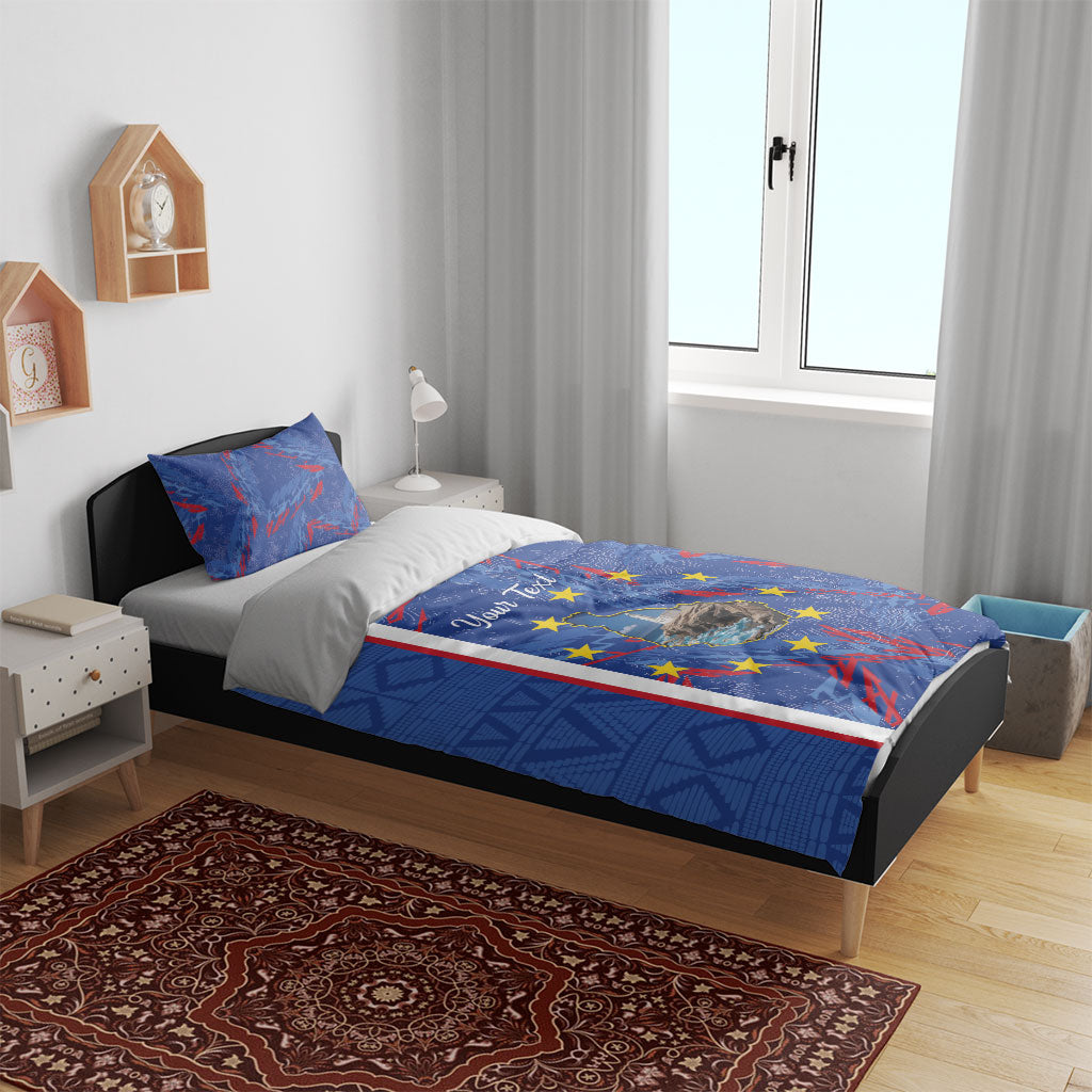 Personalized Santiago Cabo Verde Bedding Set Map With Farol de Dona Maria Pia