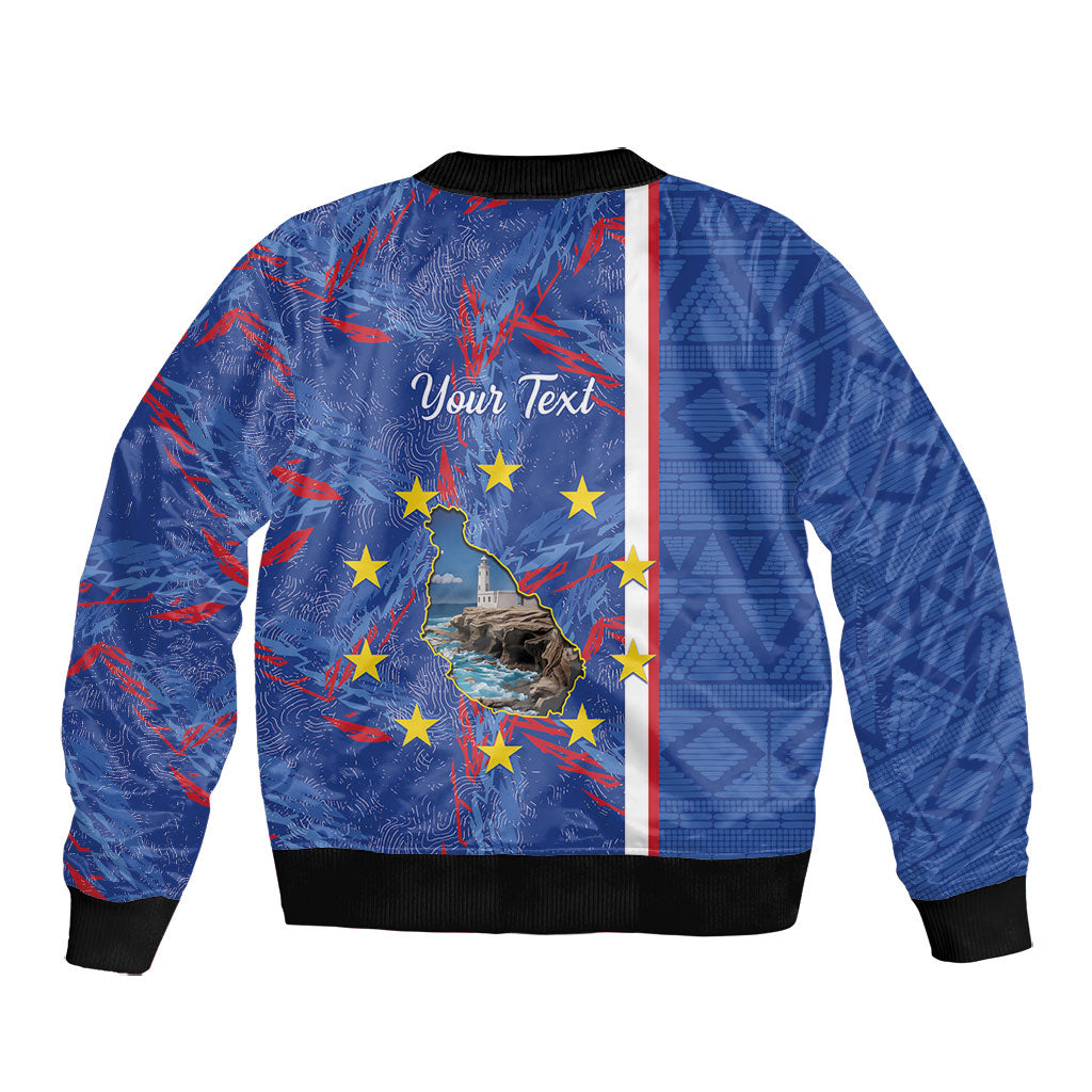 Personalized Santiago Cabo Verde Bomber Jacket Map With Farol de Dona Maria Pia
