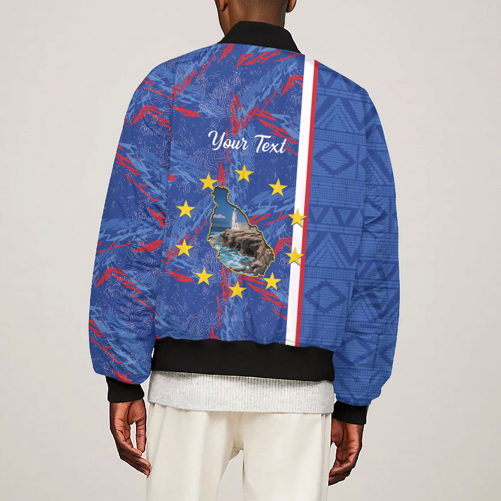 Personalized Santiago Cabo Verde Bomber Jacket Map With Farol de Dona Maria Pia