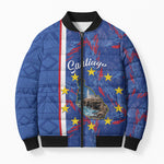 Personalized Santiago Cabo Verde Bomber Puffer Jacket Map With Farol de Dona Maria Pia