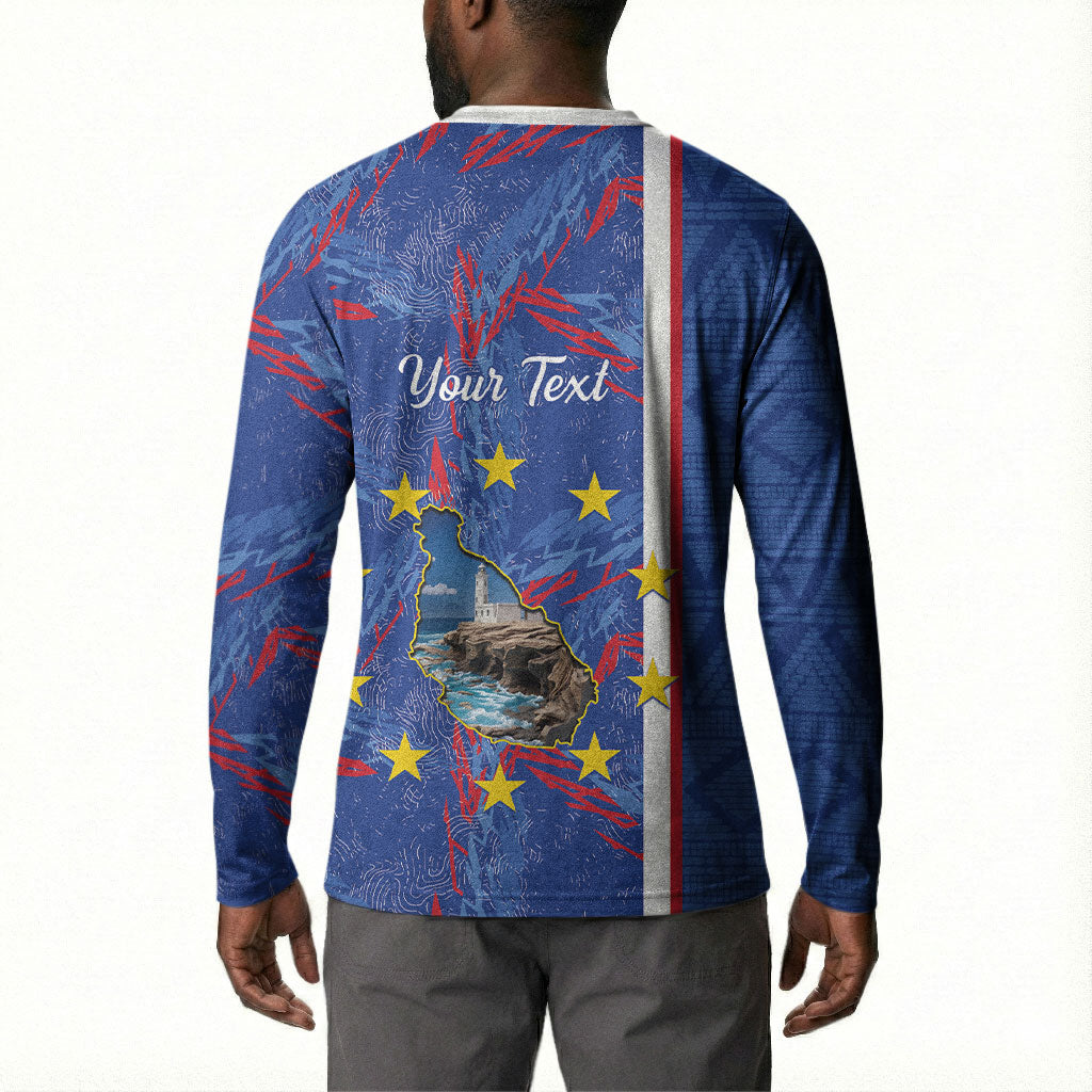 Personalized Santiago Cabo Verde Button Sweatshirt Map With Farol de Dona Maria Pia
