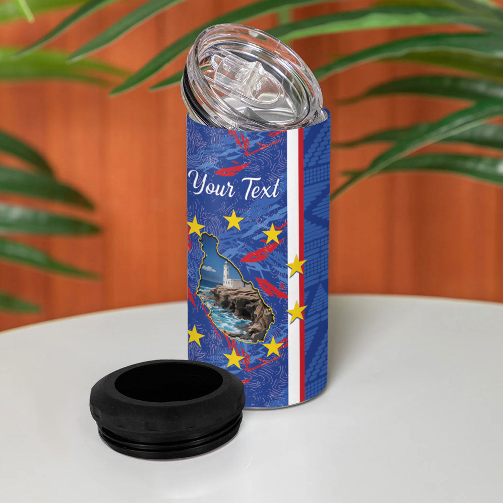 Personalized Santiago Cabo Verde 4 in 1 Can Cooler Tumbler Map With Farol de Dona Maria Pia