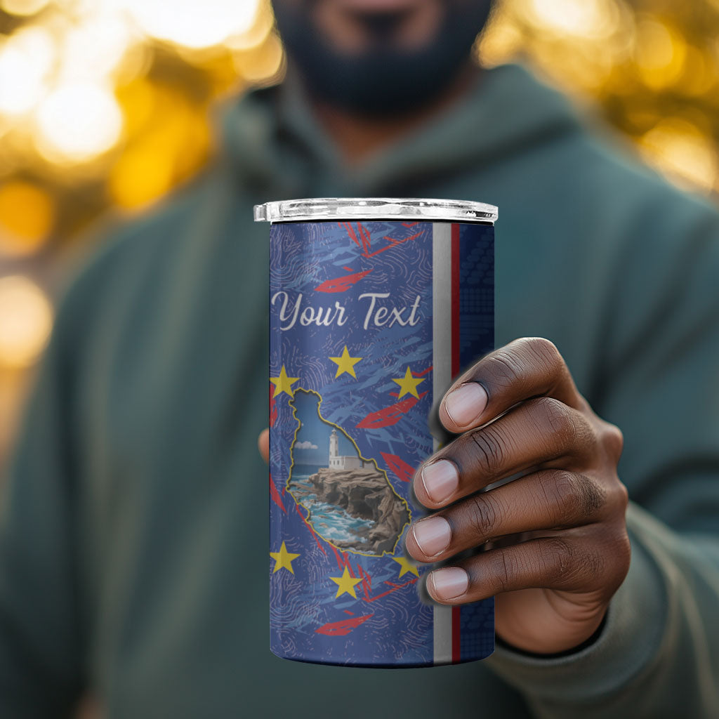 Personalized Santiago Cabo Verde 4 in 1 Can Cooler Tumbler Map With Farol de Dona Maria Pia