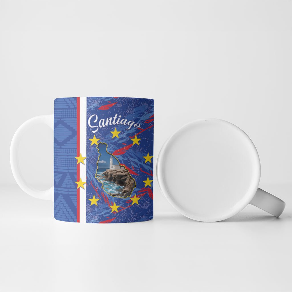 Personalized Santiago Cabo Verde Ceramic Mug Map With Farol de Dona Maria Pia