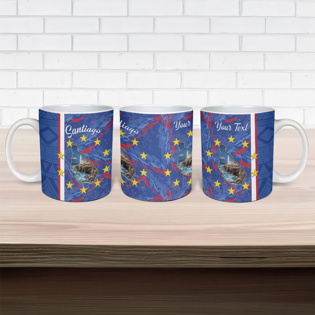 Personalized Santiago Cabo Verde Ceramic Mug Map With Farol de Dona Maria Pia