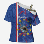 Personalized Santiago Cabo Verde Cross Shoulder Shirt Map With Farol de Dona Maria Pia