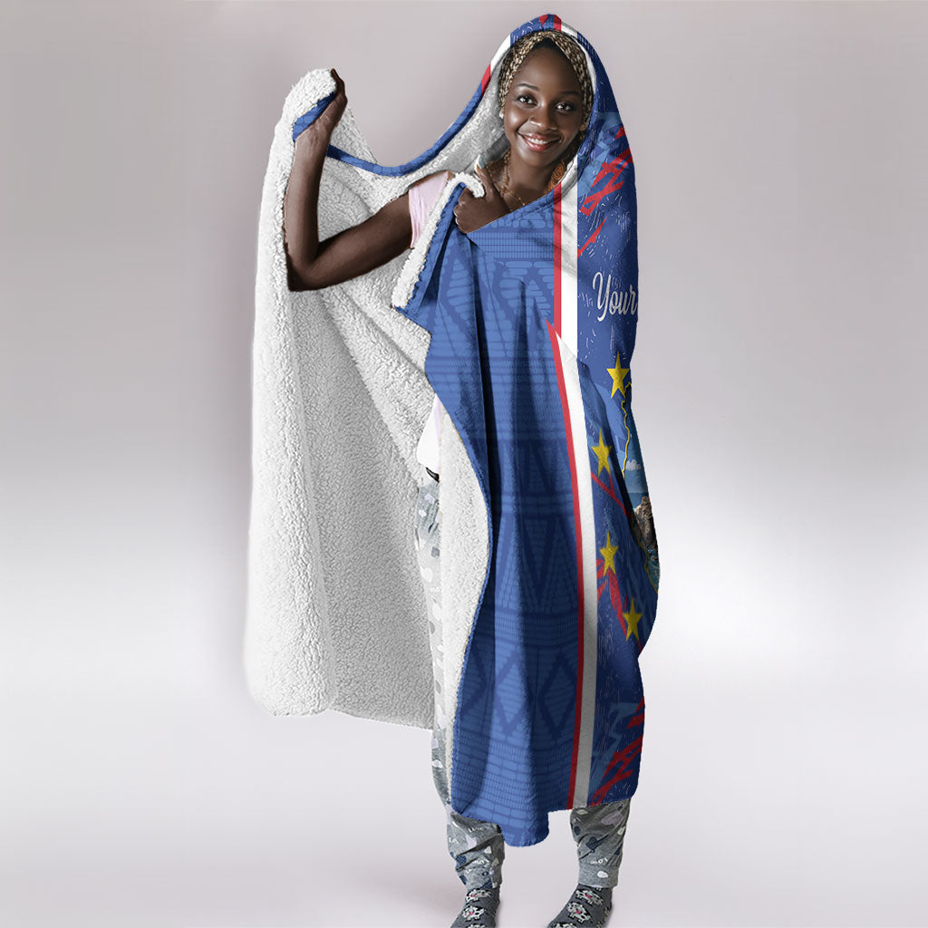 Personalized Santiago Cabo Verde Hooded Blanket Map With Farol de Dona Maria Pia