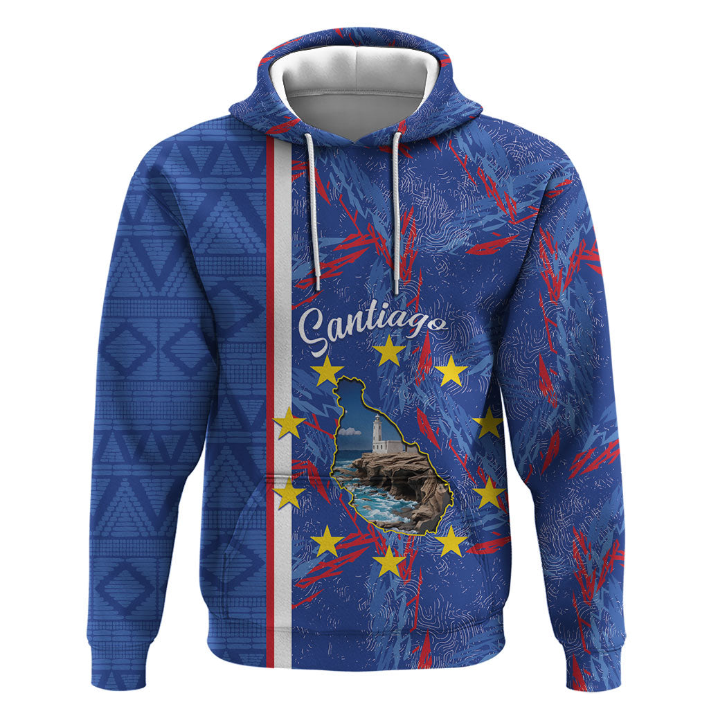 Personalized Santiago Cabo Verde Hoodie Map With Farol de Dona Maria Pia