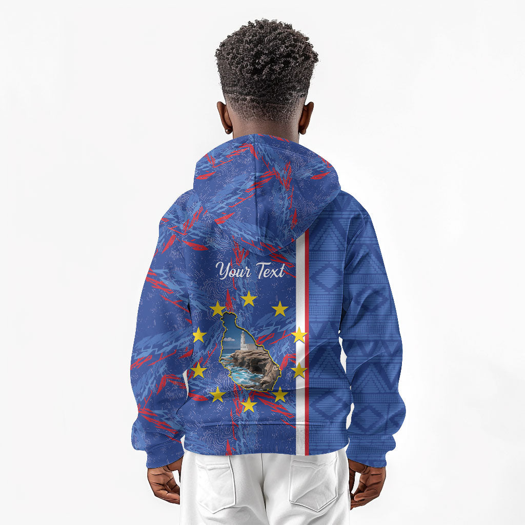 Personalized Santiago Cabo Verde Kid Hoodie Map With Farol de Dona Maria Pia